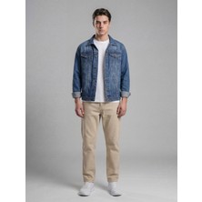 Backlain Mod Style Unisex Mavi Kot Ceket Regular Fit Düğmeli Denim Günlük Kullanım