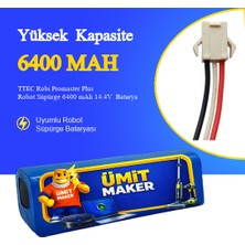 TTEC Robi Promaster Plus Robot Süpürge 6400 mAh 14.4V  Batarya – Orjinal Uyumlu Uzun Ömürlü, Yüksek Performans Pil