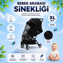 Siyah Bebek Arabası Sinekliği Tüm Bebek Arabası & Puset Modellerine Uygun, Lastikli Xl Cibinlik