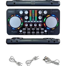 VS10X Üst Seviye Stüdyo Kayıt Canlı Yayın Bluetooth ve Şarjlı Ses Kartı Efektli Radyo Mikseri (Telefon ve Pc Podcast)