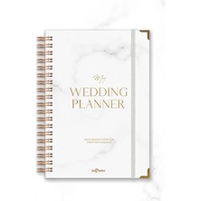 Color Altın Köşeli Düğün Planlayıcısı Luxury Wedding Planner 1 Adet Beyaz Renkli Ajanda