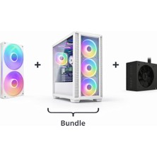 Nzxt H5 Flow (2024) Beyaz Rgb Temperli Cam USB 3.2 Atx Mid Tower Kasa +C750 Bronze PA-7B3BB-EU 750W 80+ Bronze Non Modüler Güç +F240 Rgb Beyaz 240 mm Fan 2 'li RF-U24HF-W1