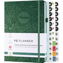 Fz Planner Tarihsiz Haftalık Planlayıcı Deri Ajanda Etnik, Yeşil