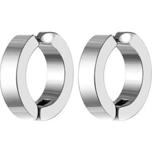 Uravas Store Erkek Küpesi - 2 Adet Çelik Kıstırmalı Küpe Paslanmaz Atmaz Çelik Gümüş Renk Küpe