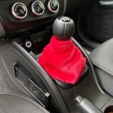 Calperia Yumuşak Peluş Vites Körüğü Vites Süsü Kırmızı