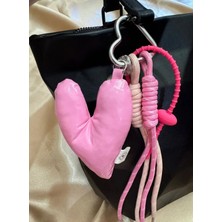 Haki Store Light Pink Kalp Çanta Charmı, Çanta Süsü, Anahtarlık