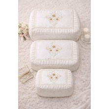 Hig Store 3'lü Gelindamat Figür Fransız Güpür Çeyizlik Bohça Söz Nişan Gelin Damat Hurç Seti 60X40/50X40/40X30