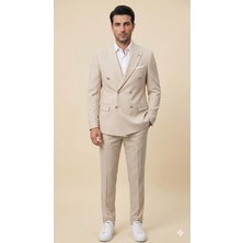Atk Giyim Erkek Slim-Fit Çizgili Kruvaze Takım Elbise - Modern Kesim Ceket Pantolon