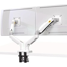 Bayou Nb Çift Monitör Masa Montaj Standı Tam Hareket Döner Bilgisayar Monitör Kolu Iki Ekran Için 17-27 Inç ile 4.4~20 Lb Yük Kapasitesi Her Ekran Için F160-W