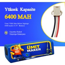 Uoni V980 Max Robot Süpürge 6400 mAh 14.4V  Batarya – Orjinal Uyumlu Uzun Ömürlü, Yüksek Performans Pil