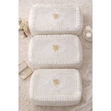 Hig Store 3'lü Gelindamat Figür Fransız Güpür Çeyizlik Bohça Söz Nişan Gelin Damat Hurç Seti 60X40/50X40/40X30