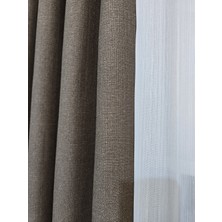 İkrar Perde Paris Kahverengi  Keten Fon Perde S Pile 1x3 Sık Pile (Metre FIYATI:650TL