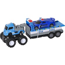 Poçi's World KLX600-361 Sürtmeli Die Cast 4x4 Polis Arabası Taşıyıcılı -Vardem