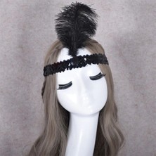 Nemere Yılbaşı Saç Tüyü Saç Bandı Siyah Renk