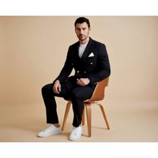 Atk Giyim Erkek Slim-Fit Çizgili Kruvaze Takım Elbise - Modern Kesim Ceket Pantolon