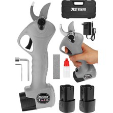 Alman 128 Vf 10 Ah Kömürsüz Motor Akülü Bağ Makası Dal Budama Kesme Makası Makinesi Çantalı Gri