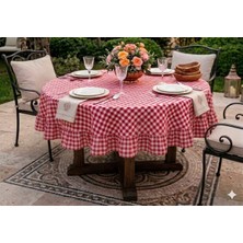 Yuvarlak Fırfırlı Pötikare Masa Örtüsü
