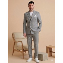 Atk Giyim Erkek Slim-Fit Çizgili Kruvaze Takım Elbise - Modern Kesim Ceket Pantolon
