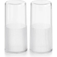 Calperia Modern Tasarım Ikili Baharatlık, Şeffaf Akrilik Tuzluk ve Biberlik