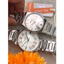 Ferrucci Sevgili,çift Kol Saatleri Gümüş Renk  Bileklik Hediyeli