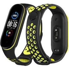 Mixora  Mi Band 4 Spor Delikli Kordon (Saat Değildir) - Siyah-Yeşil