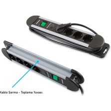 Pileli Store S-Lınk Swapp SPGKS03 3 Soket Akım Korumalı Priz 1.5mt Kablo 900 Joule (Gri) %100 BAKIR(1923)