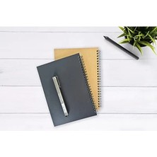 Ulu Pazarlama 2'li Çizgisiz Not Defteri, A5 Boyut (15X21 Cm) - Siyah ve Kraft Kapak