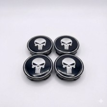 Elif Asya Ceyiz Tekstil Beyaz Punisher Damla Geçme Jant Göbek Kapağı 4’lü Set 55/58MM Siyah