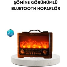Kont Şömine Efektli Solar Hoparlör Bluetooth 5.3 Radyo Aux USB Tf Destekli