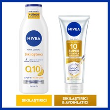 Nivea Q10 Sıkılaştırıcı Vücut Losyonu 250 ml ve SUPER10 Aydınlatıcı,sıkılaştırıcı Vücut Serumu 150 ml