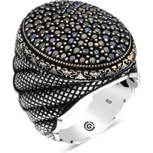 Hanno Telkari Gümüş Siyah Zirkon Taşlı Oval Erkek Yüzük