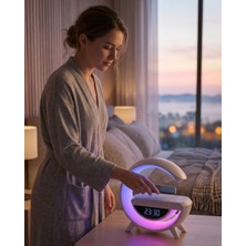 Kont Çok Fonksiyonlu Kablosuz Şarjlı Saat Hoparlör Rgb Işık ve Alarm Özellikli