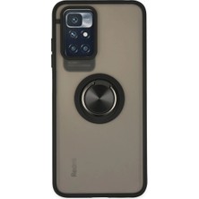 Uravas Store Redmi 10 2022 Kılıf Montreal Yüzüklü Silikon Kapak - Siyah