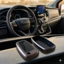 Elif Asya Ceyiz Tekstil Ford Custom Uyumlu Smart 3 Buton Silikon Oto Anahtar Kumanda Kabı Kılıf Gri