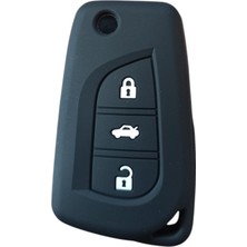 Elif Asya Ceyiz Tekstil Toyota Corolla Auris Yaris Avensis Anahtar Uyumlu Silikon Oto Anahtar Kumanda Kabı Kılıf Siyah