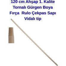 Kl Home 120 cm Ahşap  Tornalı Gürgen Boya Fırça Rulo Çekpas Sapı Vidalı Tip
