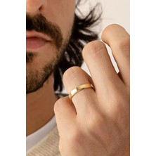 Vua Jewellery 925 Ayar Gümüş Kesme Klasik Alyans 4 mm Yanı Kesik Söz Nişan Evlilik Yüzüğü 14 Ayar Altın Kaplama