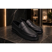 Calvaren Prime Makosen Siyah Hakiki Deri Eva Taban Klasik Loafer