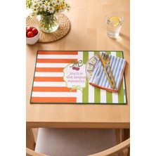 Ritmo Home Kirazlı, Sloganlı, Kareli, Damalı, Çizgili, Renkli, Kenar Biyeli Amerikan Servis 35X45 cm (1 Adet)