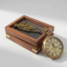 Wolawood Victorian London 1875 • Limited Edition Vintage Pirinç Cep Saati ~ Koleksiyonerlere Özel Parça Ahşap Kutulu Premium Seri Köstekli Hediyelik Saat