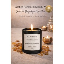 Flow Home Amber Romantic Kokulu Mum 200 G – Siyah Lüks Cam Bardak, Yoğun Koku, Aromaterapi Mum, Uzun Yanış