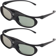 Keenso Dlp-Link Projektörler Için 3D Aktif Shutter Gözlükler 2 Adet 144Hz Gözlük, Rahat ve Taşınabilir Siyah