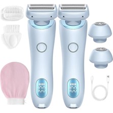 Boulina Kadın Tıraş Makinesi,led Ekranlı Kadınlar Için Bikini Düzeltici, Koltuk Altı, Bacaklar ve Bikini Bölgesi Için Su Geçirmez Islak ve Kuru Tıraş Makinesi (Mavi + Mavi)