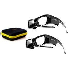 2x Hi-Shock Rf/bt Pro Siyah Elmas ve Kılıf | Sony, Samsung'un 3D Tv'leriyle Uyumlu Aktif 3D Gözlük - SSG-3570 CR/TDG-BT500A / AN3DG35 [120 Hz | Bluetooth | Pil]
