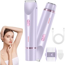 2'si 1 Arada Kadın Vücut Tıraş Makinesi Saç Düzeltici Çift Kafa Tıraş Makinesi Kadınlar Için Ipx7 Su Geçirmez Kablosuz Islak ve Kuru Bikini Giyotin (Mor)