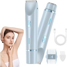 2'si 1 Arada Kadın Vücut Tıraş Makinesi Saç Düzeltici Çift Kafa Tıraş Makinesi Kadınlar Için Ipx7 Su Geçirmez Kablosuz Islak ve Kuru Bikini Giyotin (Mavi)