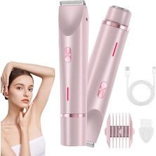 2'si 1 Arada Kadın Vücut Tıraş Makinesi Saç Düzeltici Çift Kafa Tıraş Makinesi Kadınlar Için Ipx7 Su Geçirmez Kablosuz Islak ve Kuru Bikini Giyotin (Pembe)