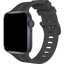 TKÇ Mey Ithalat®   Watch 38MM KR408 Çizgili Silikon Kordon - Koyu Gri