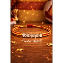 Crystal Atelier Sarı Kırmızı 5 Yıldız Taraftar Bilekliği – El Yapımı Ayarlanabilir Makrome (Hematit)