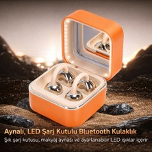 Azurtech Aynalı LED Şarj Kutulu Bluetooth Kulaklık | Makyaj Aynalı Tasarım | Dokunmatik | Düşük Gecikme | Kadınlara Özel Şık Kulaklık